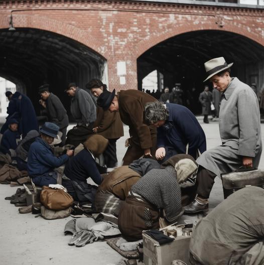 1946年，东京有乐町桥洞下，一群衣衫褴褛的成年人蜷缩在泥土地上，他们穿着磨破袖