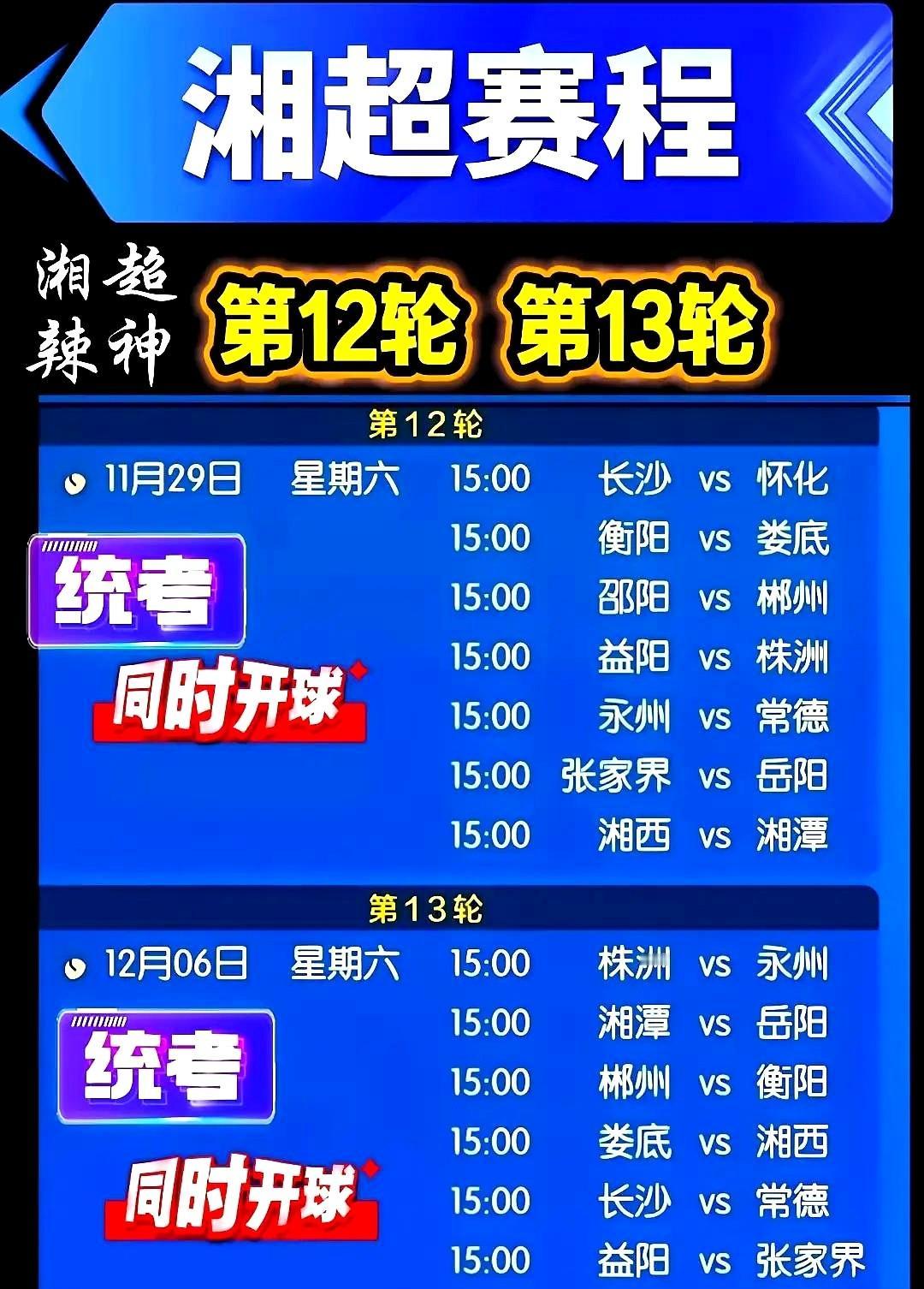 啊哈，湘超组委会有高人呐，不得不佩服湘超组委会的安排，最后两轮同时开赛，这样子球