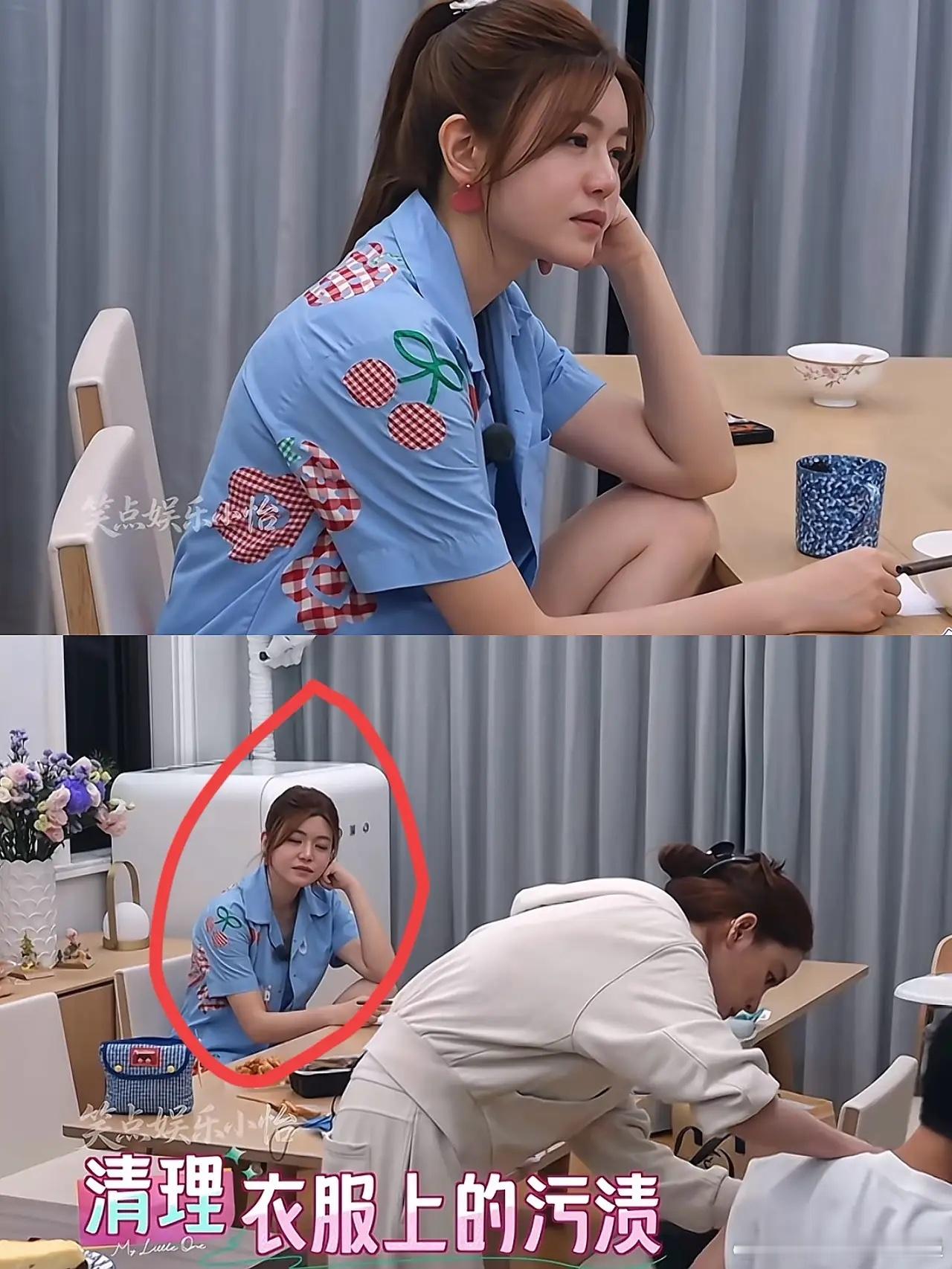 陈妍希这个眼神，难过的人没法看第二遍。她一个人坐着，看向欧阳妮妮一家三口，平静之下是藏不住的落寞。羡