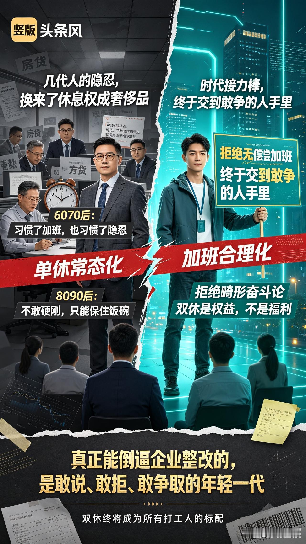 争取双休的路，60后70后80后90后都遗憾落败，未来真的要看00后、10后、2