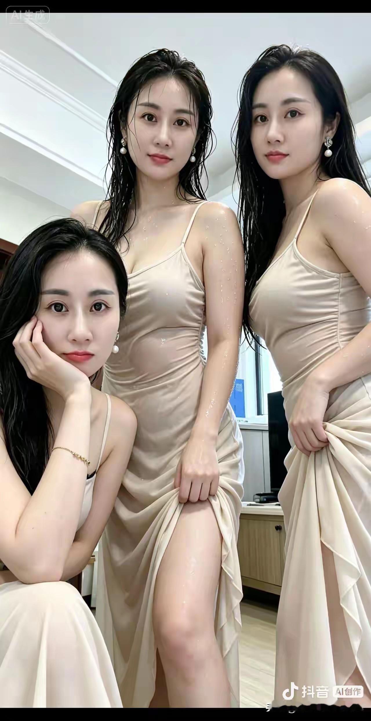 美丽的女人，随便往哪里一站，便是一道靓丽的风景线，三个美女成熟大方，温柔贤惠，谁