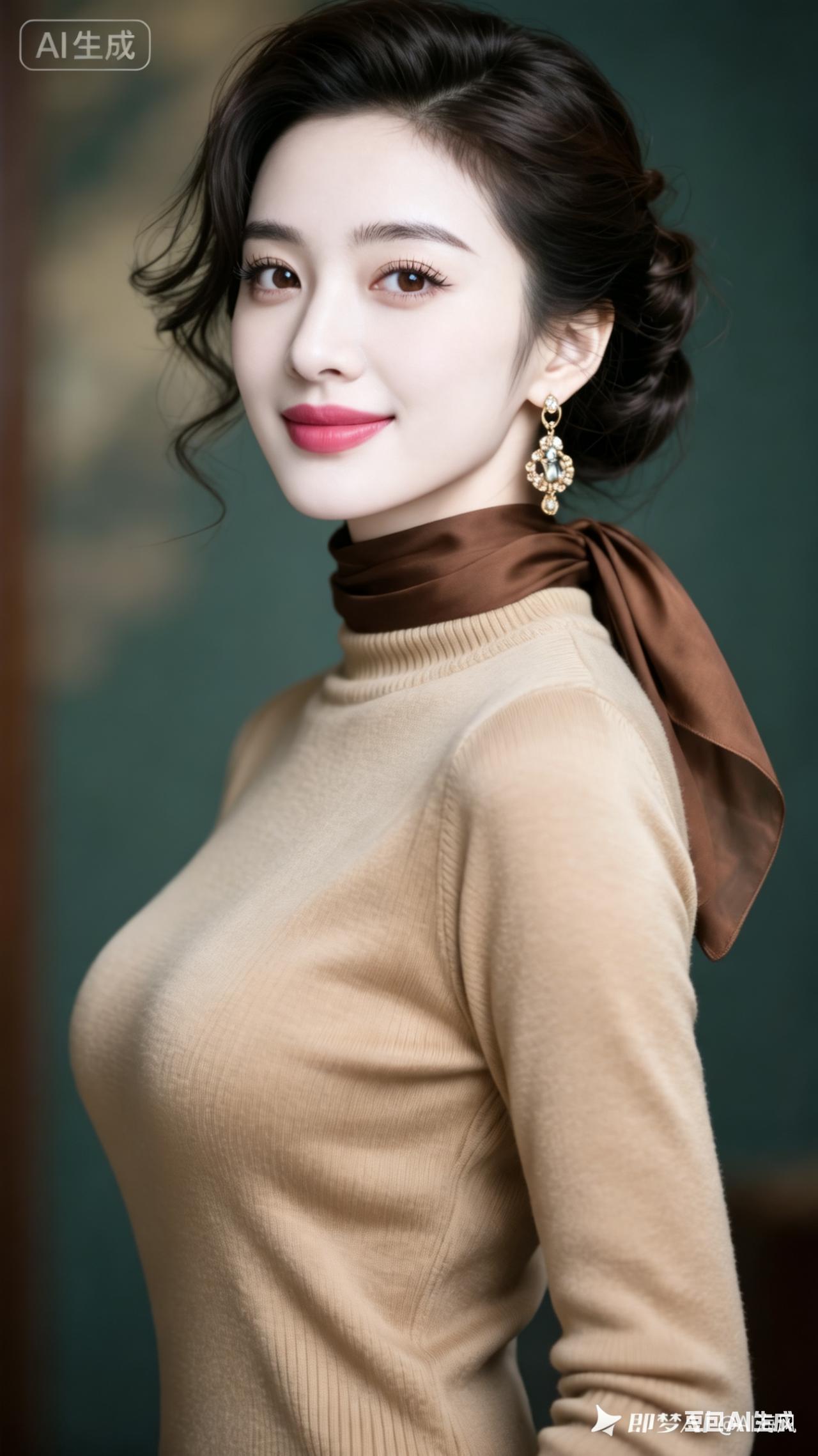 优雅复古风，复古丝巾与耳环的完美搭配，尽显女性魅力！💄👗💍