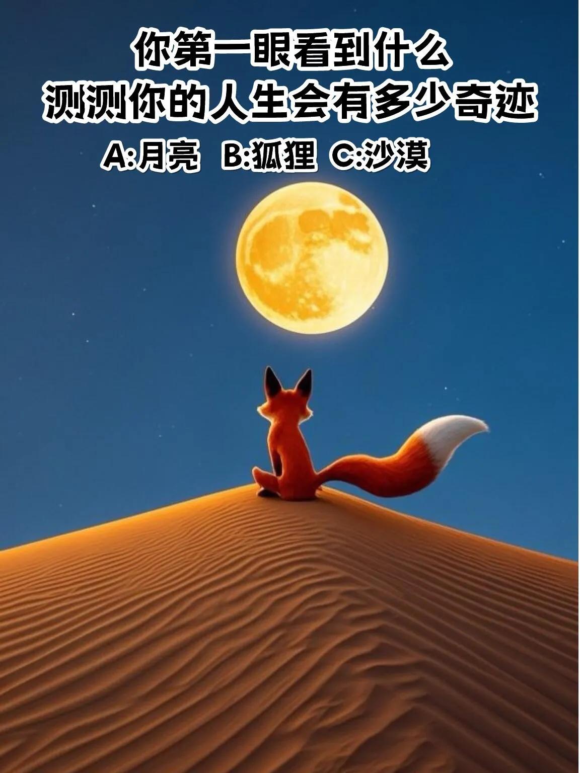 心理测试测测你的人生会有多少奇迹你第一眼看到什么？？？A.月亮🌙B.狐