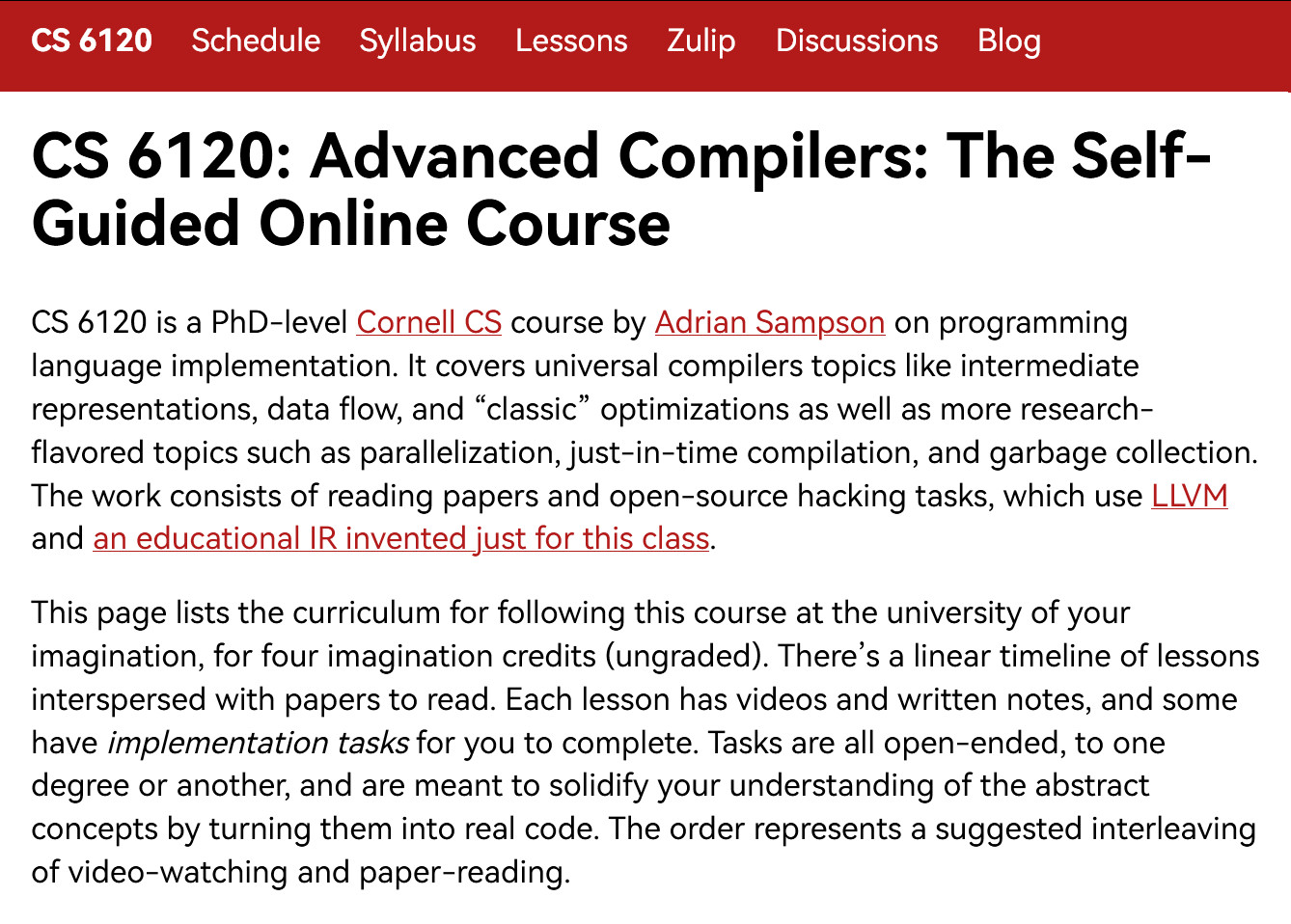 古法编程康奈尔大学的CS6120高级编译器课程自学在线课程www.cs.co