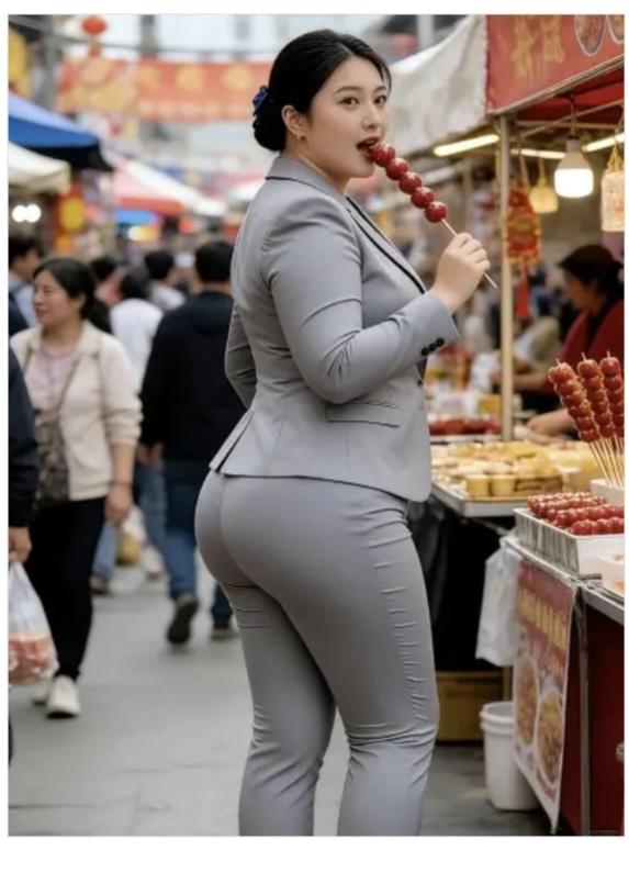 偶遇“美女”美女闲着去逛街；街上还是真热闹；小商小贩在卖货；正走糖葫芦摊