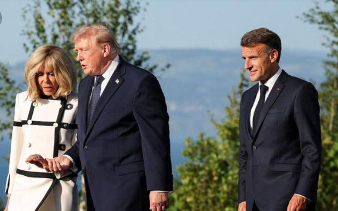 G7最有趣的细节，没有之一6月15日，川普刚落地法国与东道主马克龙见记者的情景