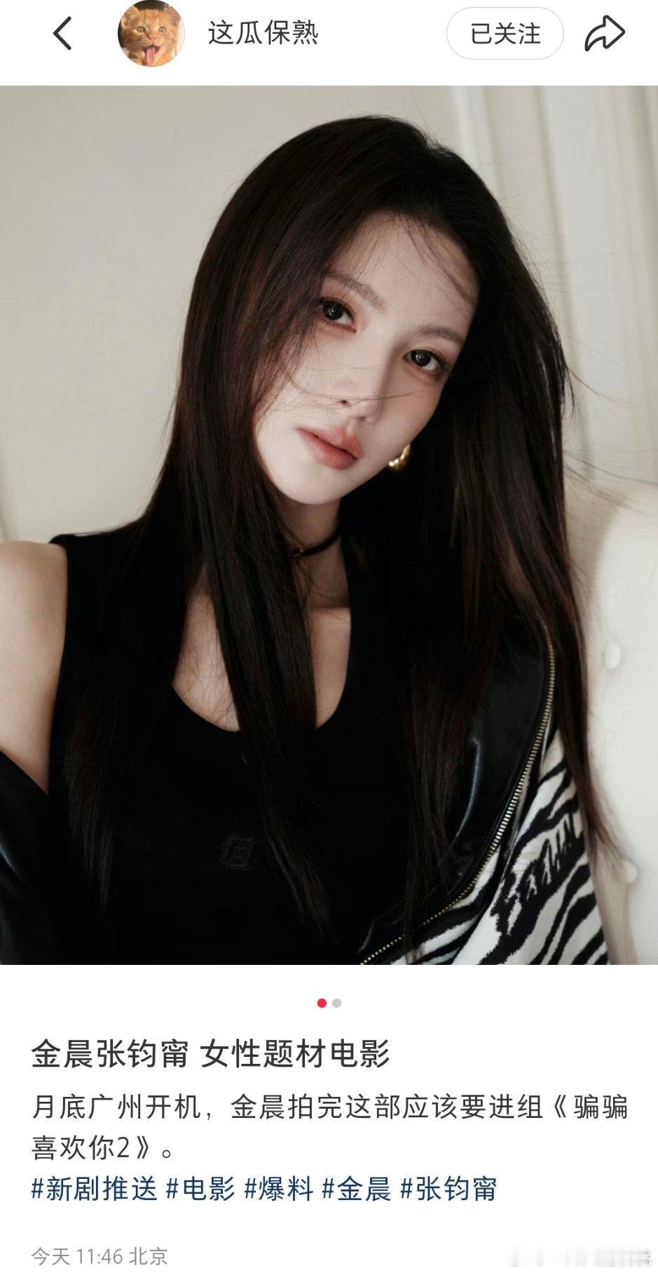 金晨、张钧甯女性题材电影女性题材我记得前两天有个备案的吧忘了，麦特的么[不愧是
