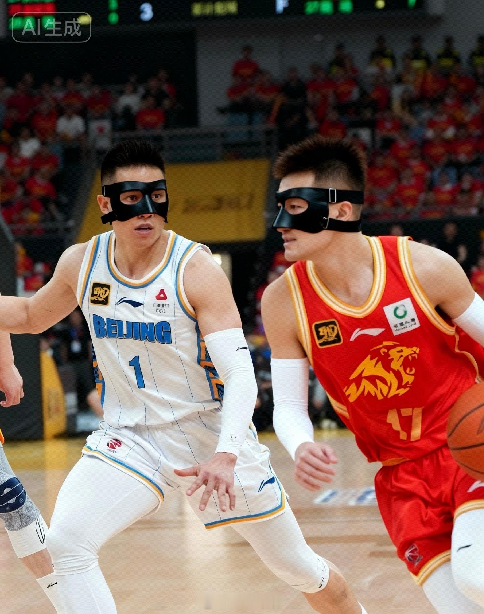 北京男篮vs广厦男篮原本娱乐了一下，准备了几张对位面具图，哈哈踩场还问了下孙总