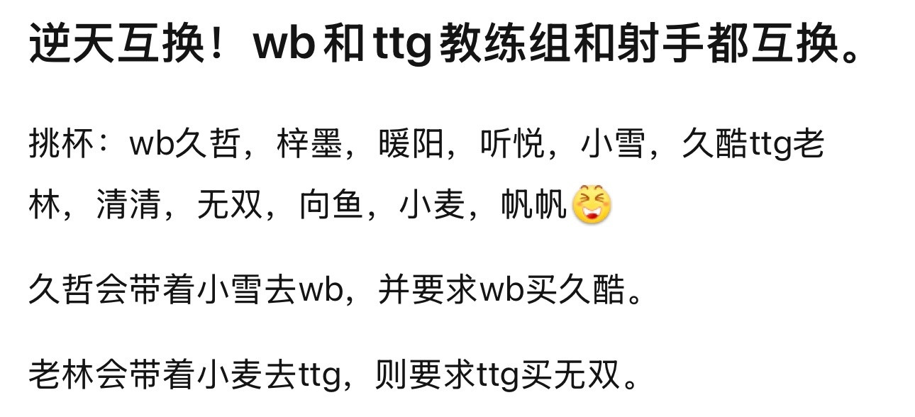 kpl逆天互换！wb和ttg教练组和射手都互换。​​​