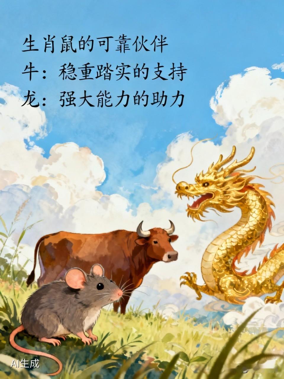 要说生肖鼠最可依靠的生肖，首推生肖牛。生肖牛稳重踏实，就像一座可靠的大山。他们做