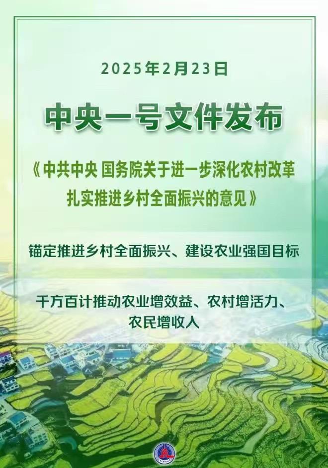 啥？又来一个重磅消息！2025年的中央一号文件来了，这可是关系到咱们老百姓饭碗的