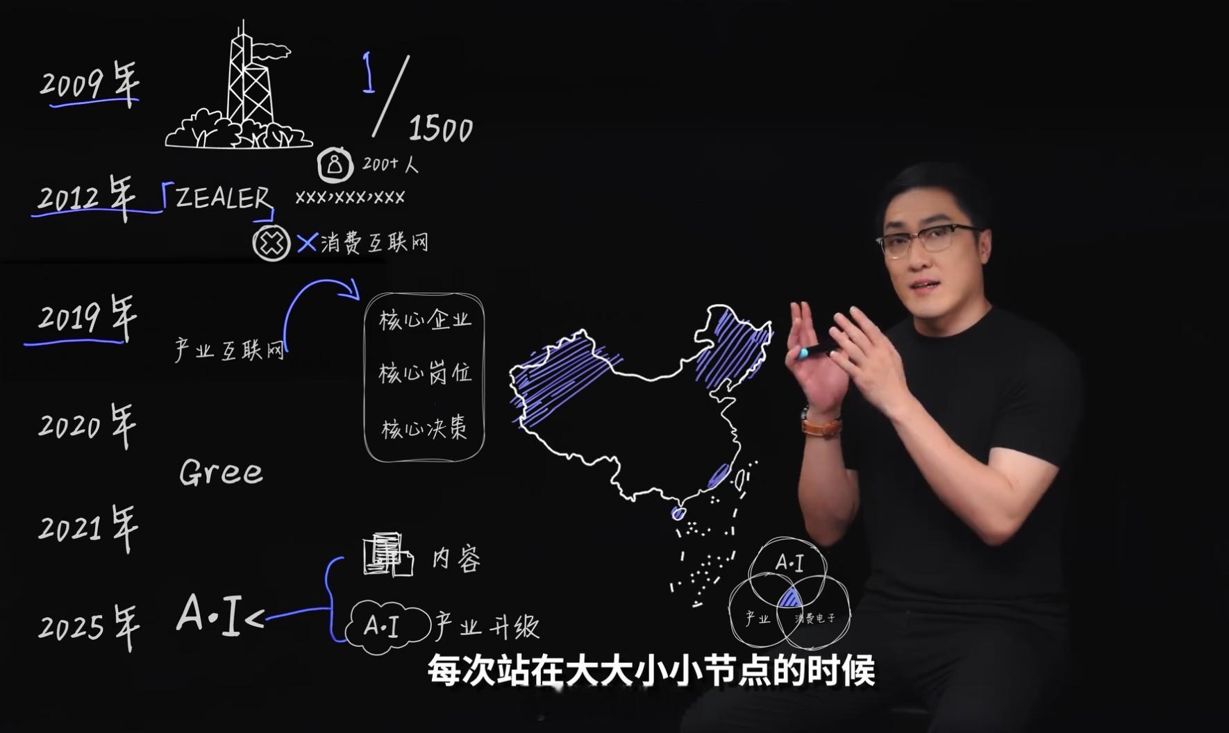 王自如发的视频看完了，总结：讲了自己毕业后到现在的情况，自己跟着感觉走的，然后要
