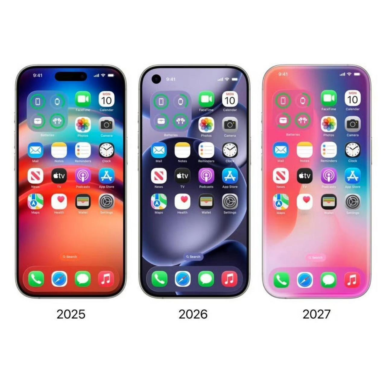 2026年iPhone182027年iPhone20真·全面屏，屏幕正面没有