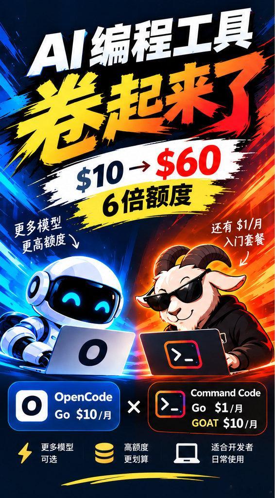 AI编程工具，卷起来了OpenCode刚把DeepSeekV4.1Flash永久提升到6倍额度，Co