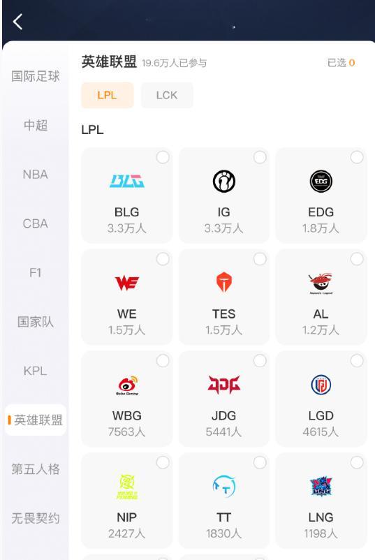 发现一个有意思的功能，可以看下自己的主队的含金量，不愧是IG，支持率居然和BLG