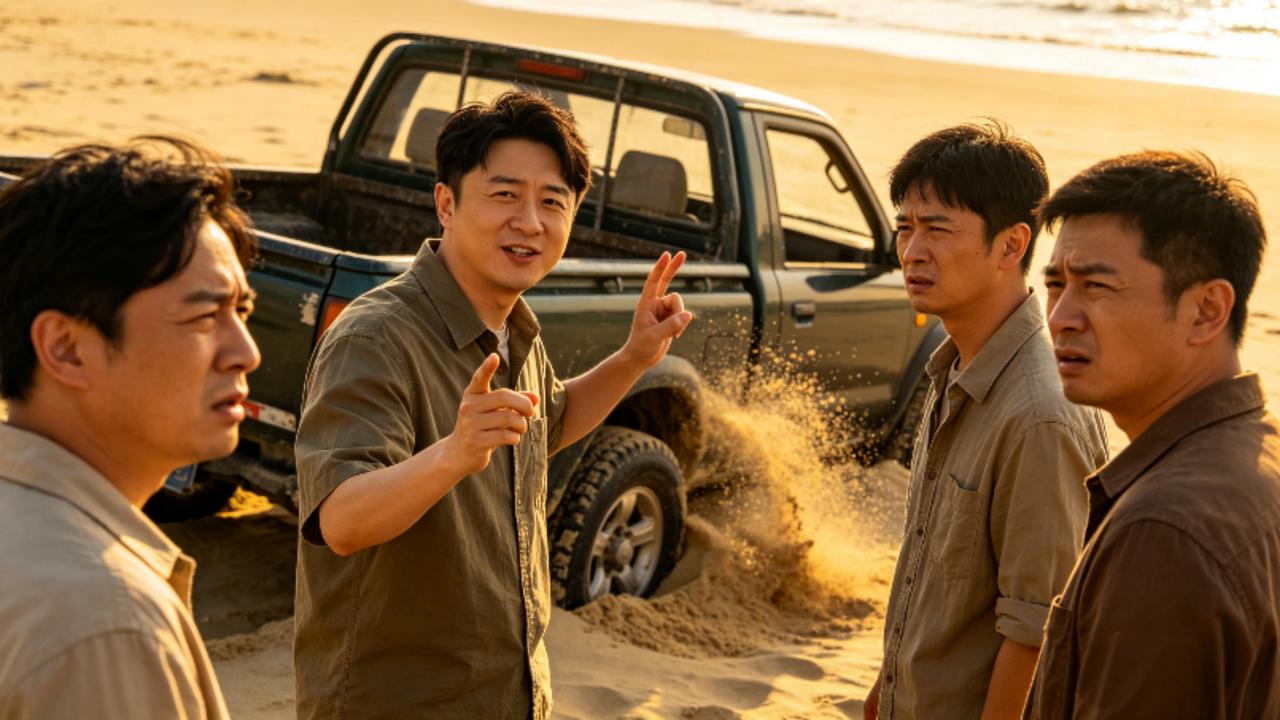 徐志胜神操作！初中物理知识秒解沙滩陷车，网友：课本没白学谁能想到，让一群壮