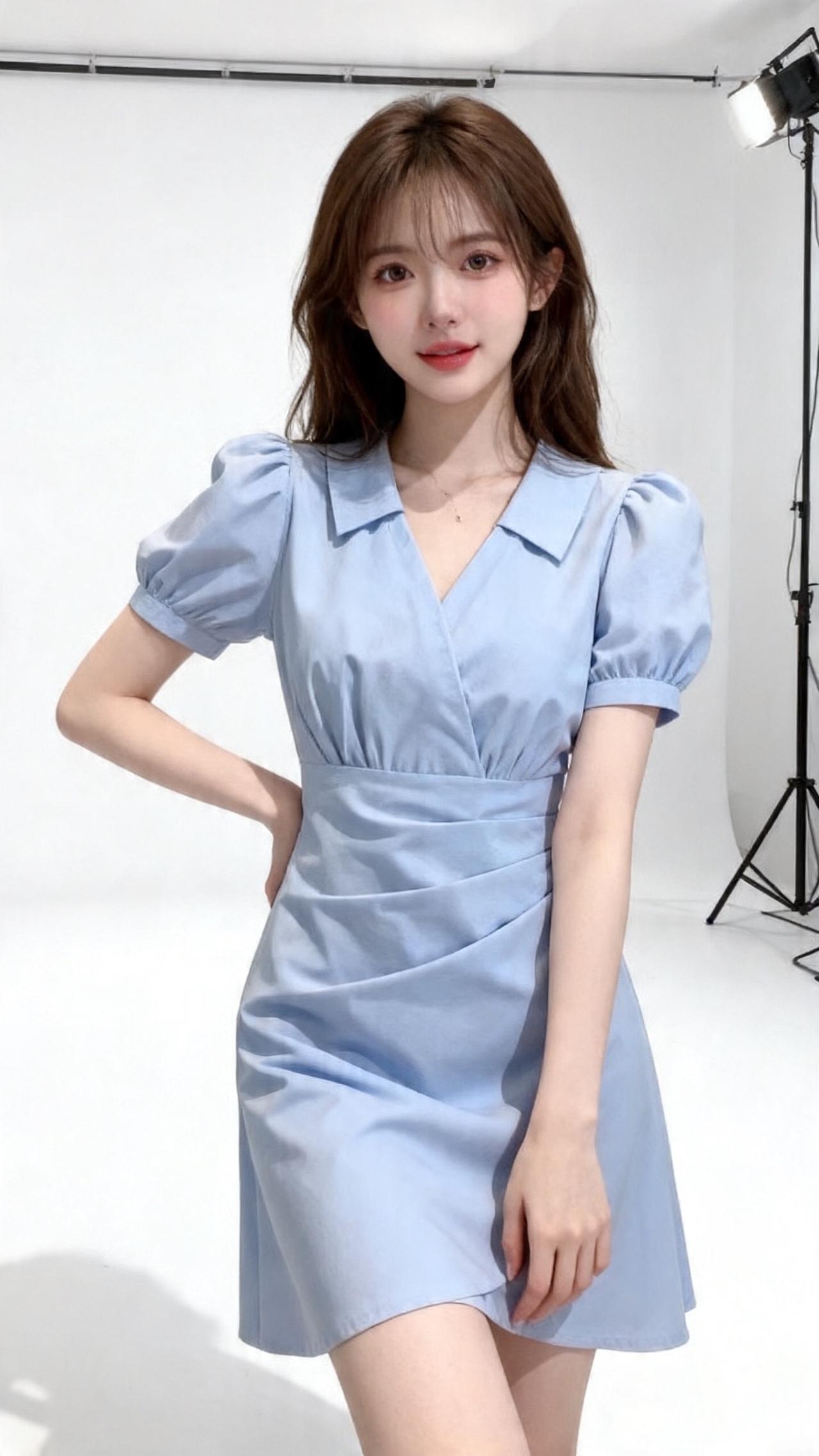 通勤连衣裙，夏天有不爱穿裙子的吗甜甜的小裙裙夏天穿搭温柔蓝色连衣裙显瘦浅蓝