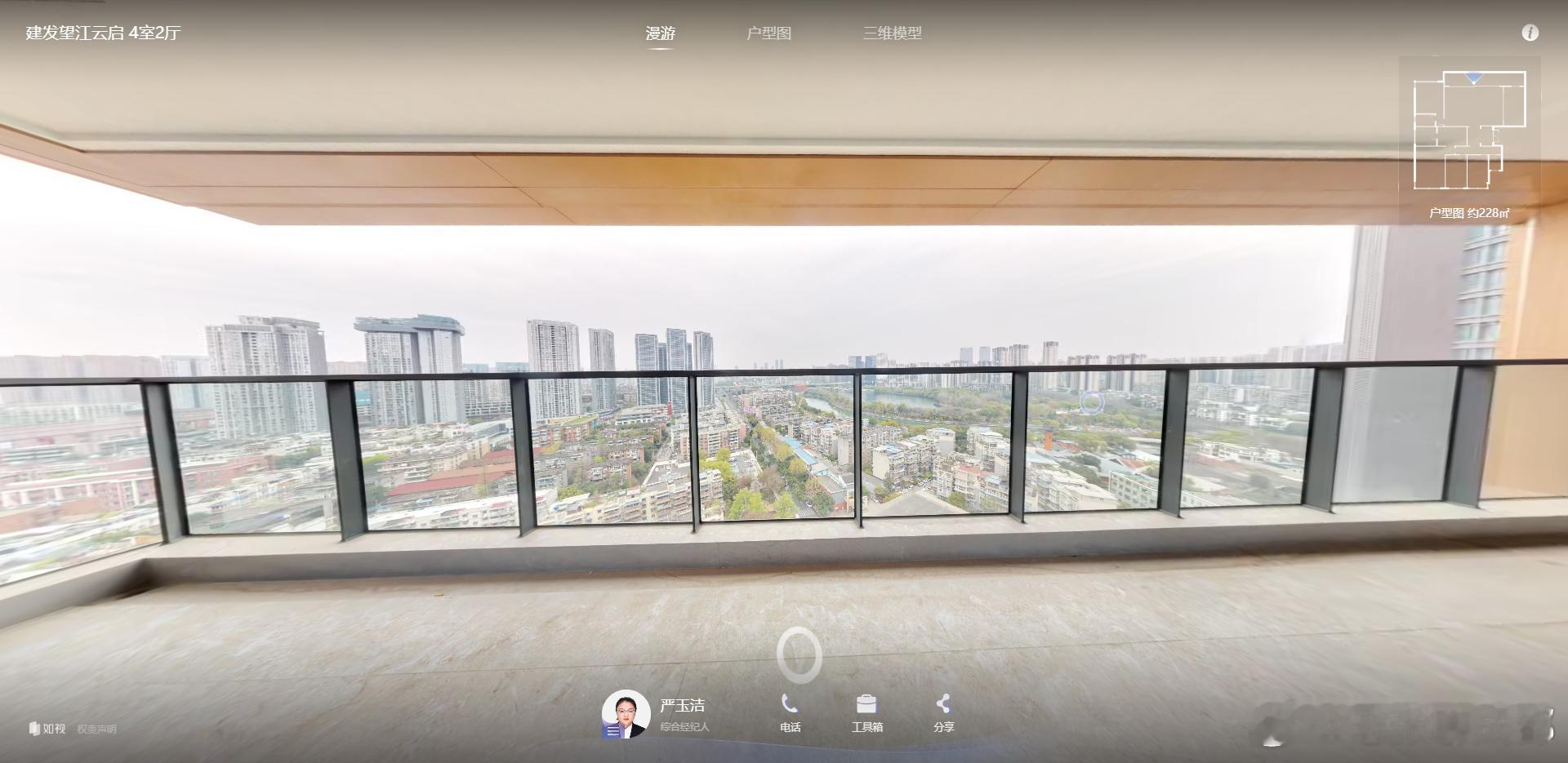 建发望江云启首套二手挂牌贝壳二手套内面积186.4㎡，电梯入户不算的话，得房率8