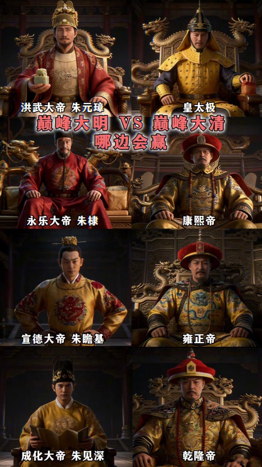 假如巅峰大明VS巅峰大清，你们觉得哪边会赢？