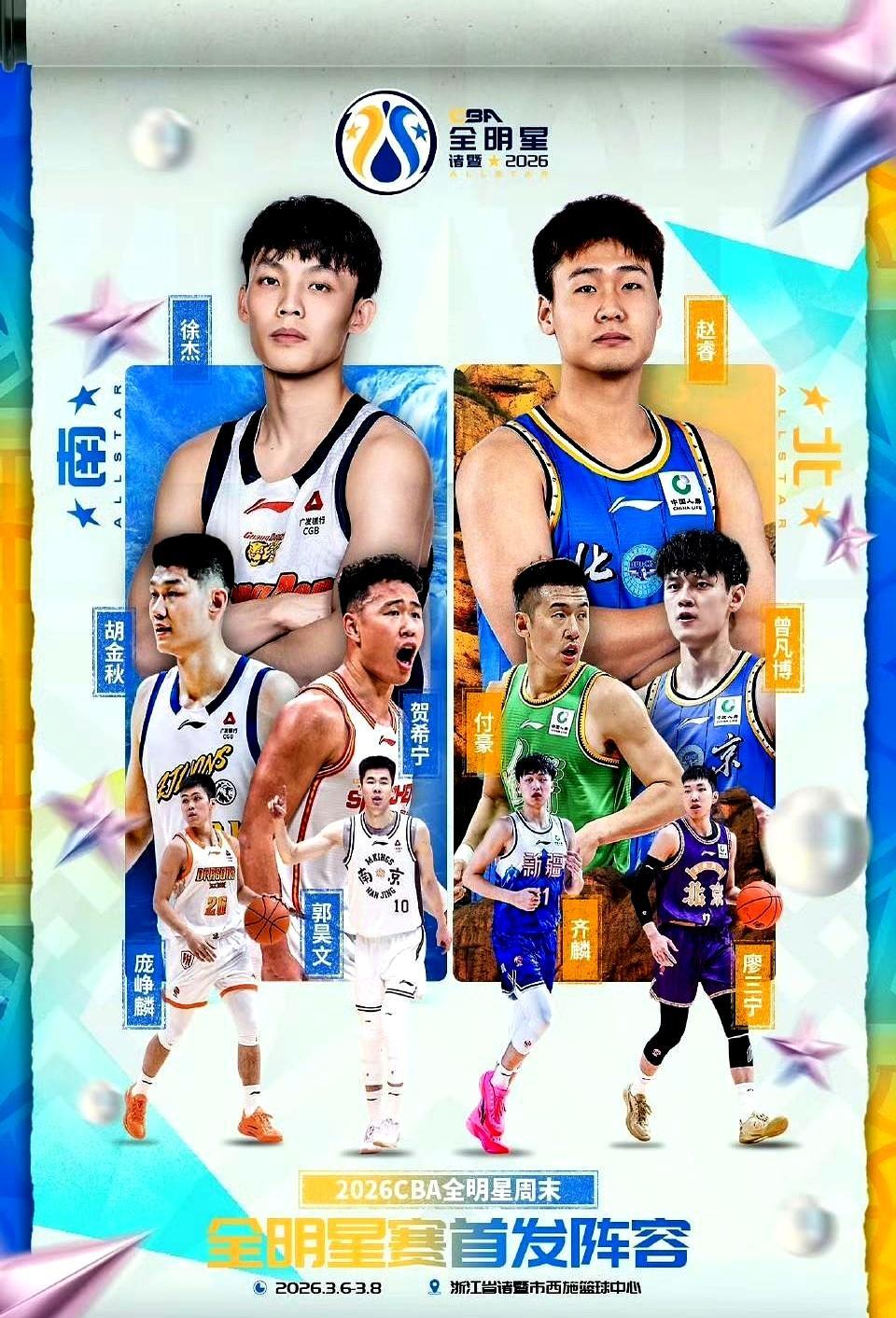 郭艾伦周琦全落选！CBA全明星首发，一半是生面孔。你瞅瞅这名单，北区赵睿、