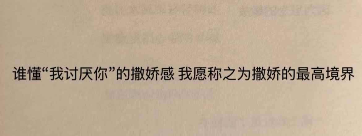 “我讨厌你是撒娇的最高境界”​​​