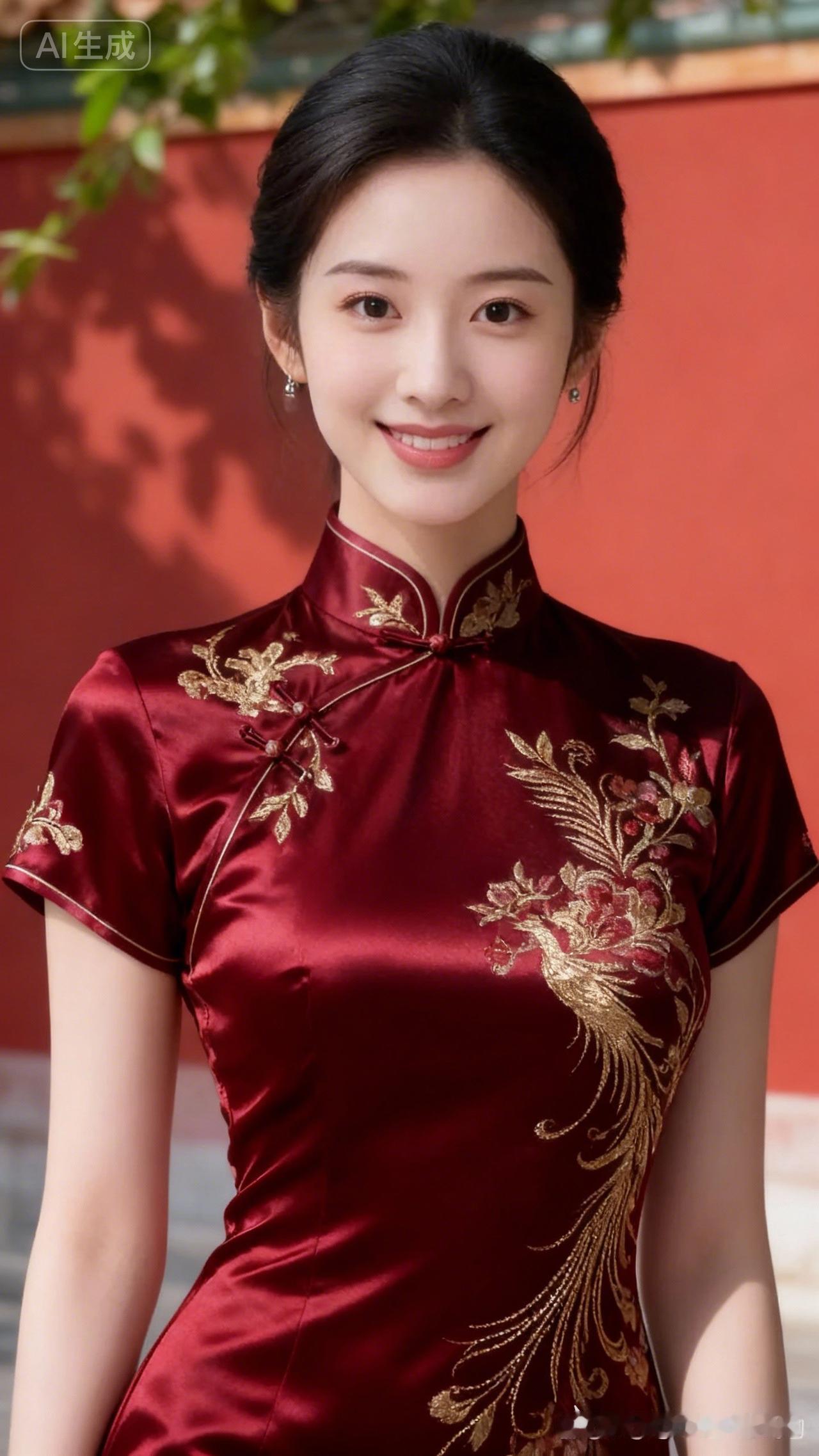 优雅旗袍，红衣美人，尽显东方韵味！