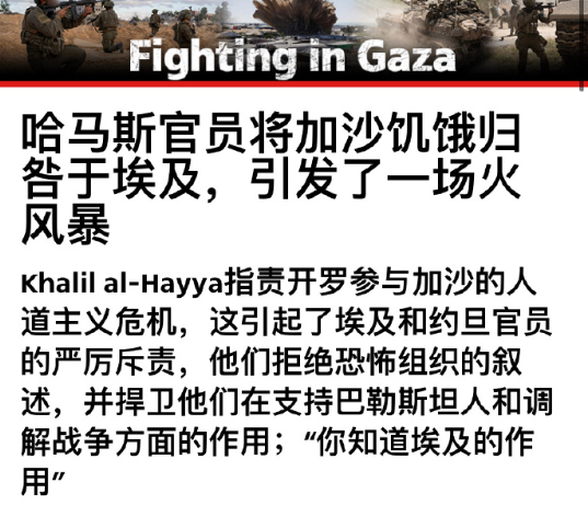 ‼️埃及哈马斯对埃及发泄不满，因为埃及过去和以色列一起封锁加沙。