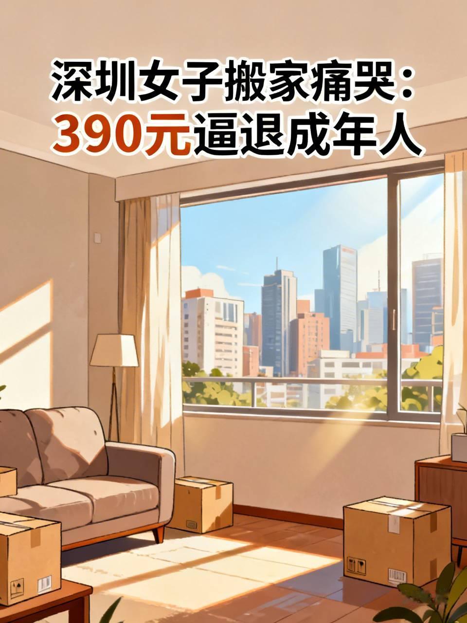 深圳女子搬家痛哭：390元逼退成年人最近，深圳有个女子发视频哭诉，看得人心里挺