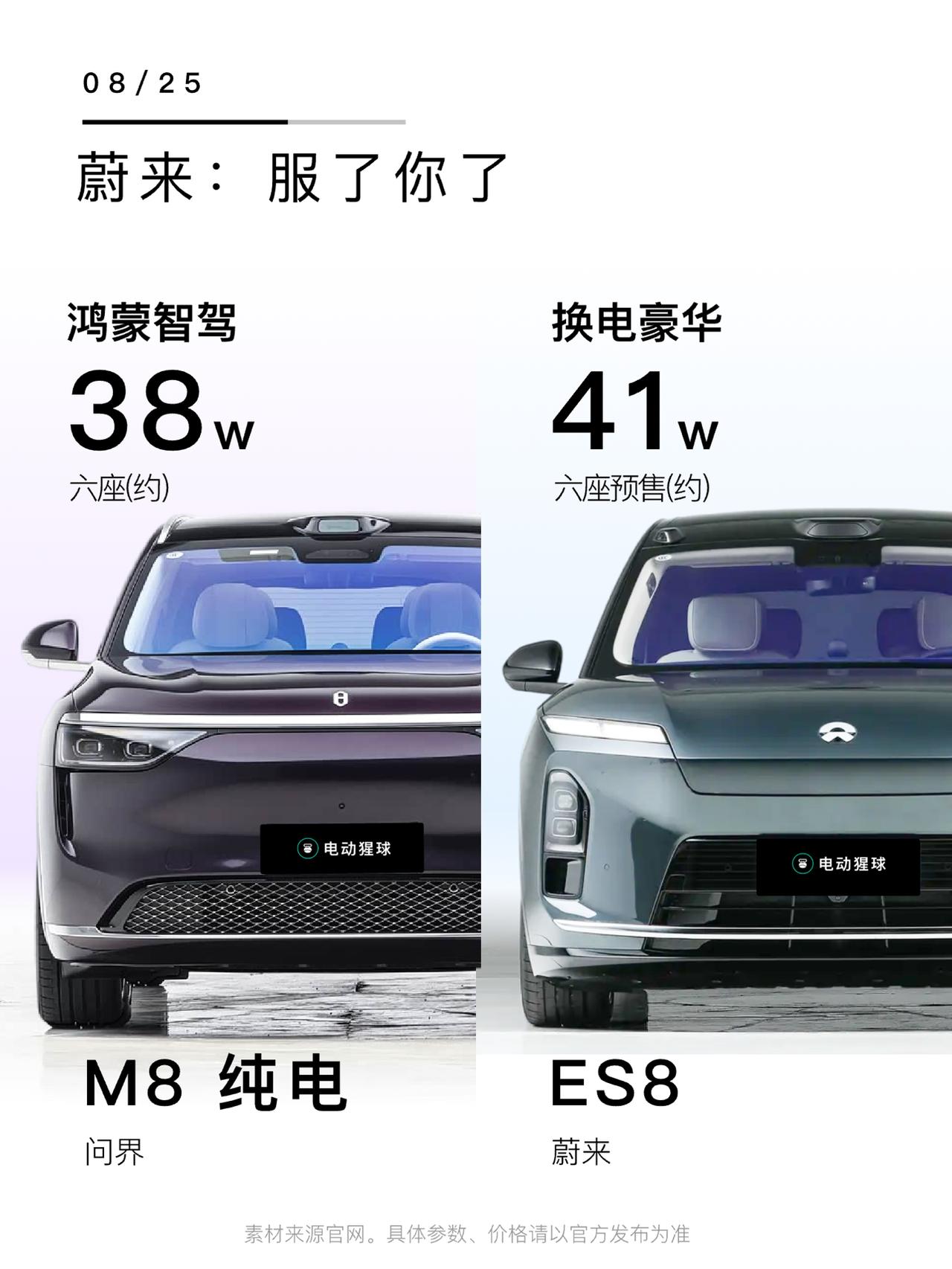 问界M8纯电版发布，6座起售价37.98W，中配39.98万，顶配44.98W，