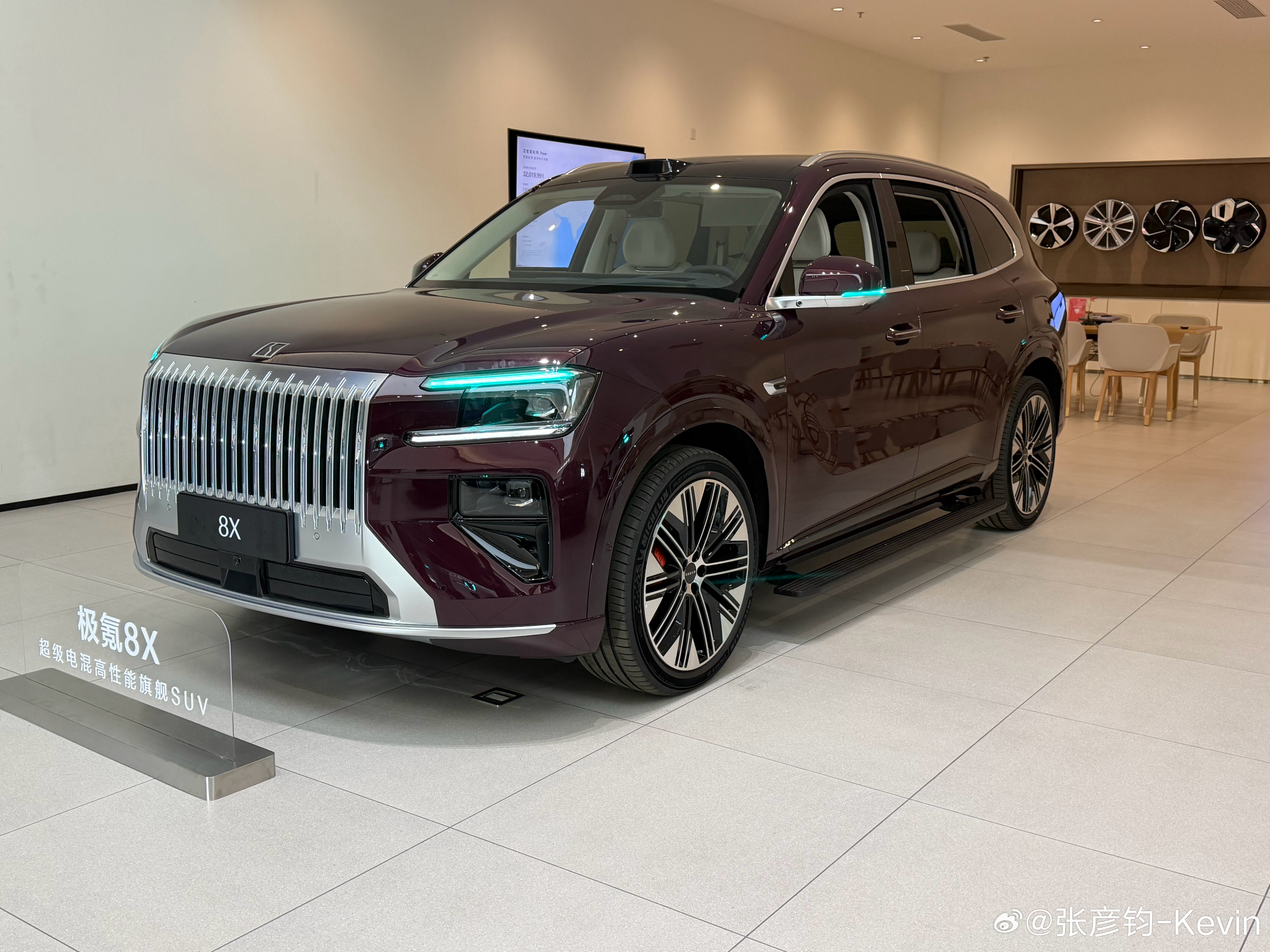 极氪8X，这看着比图里可大多了！可能因为9X棱角多，8X更圆滑，所以这车不显大吧