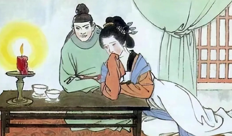 公元1060年，宋仁宗的长女福康公主与内侍梁怀吉，在月下喝酒。驸马李纬的母亲在外
