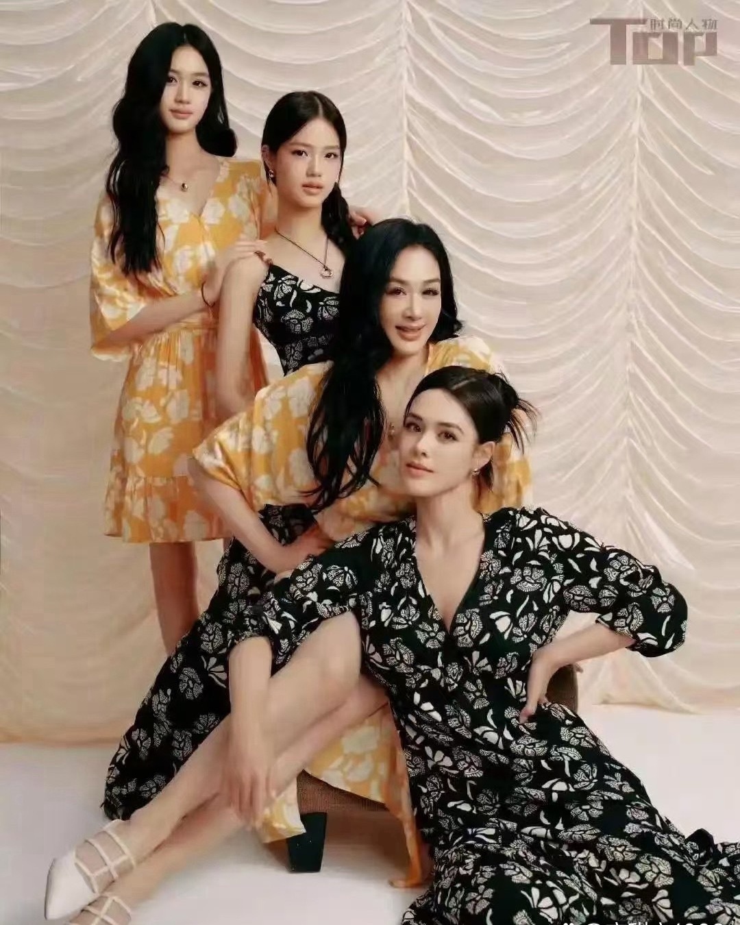 钟丽缇母女四人登上杂志，辨识度超高，各有各的特色，妥妥的母系美貌