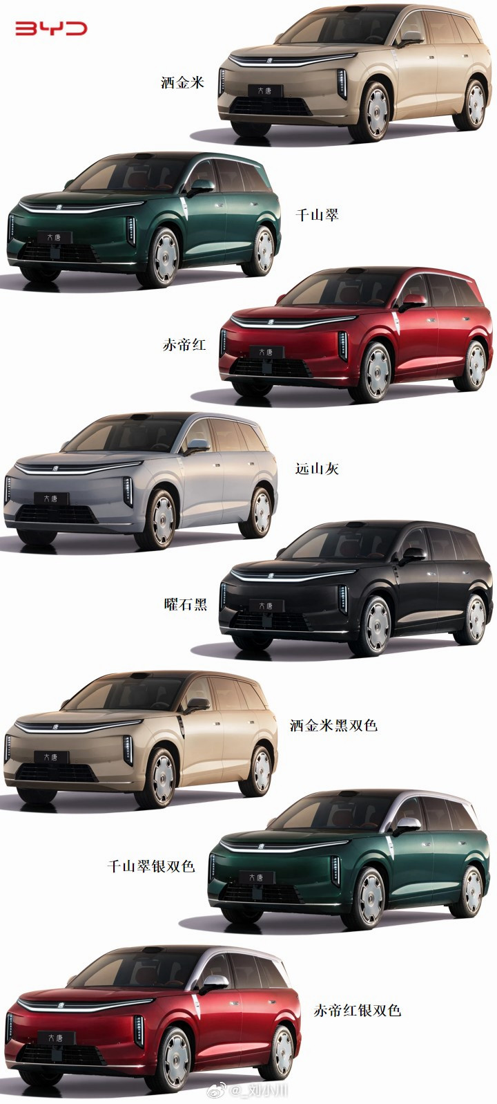 比亚迪大唐【新车选色】比亚迪大唐，大家说选哪个颜色好看