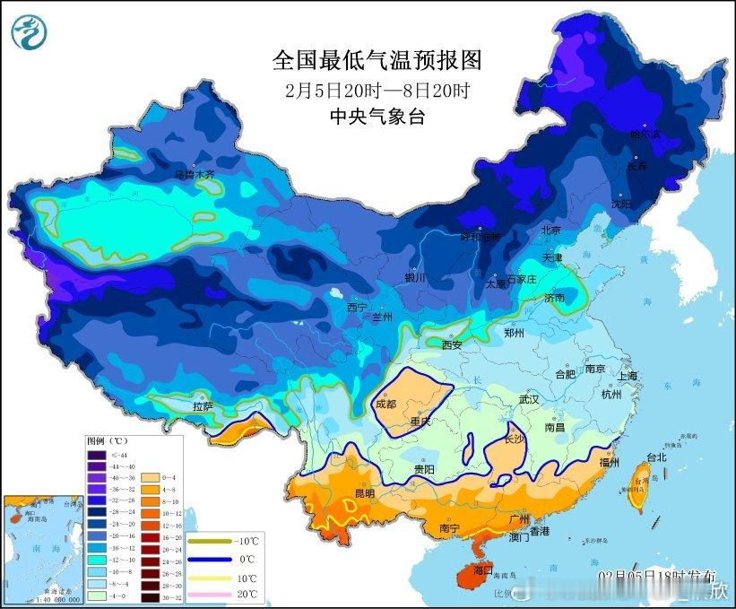 【寒潮将至今冬最冷】2月6-8日，强冷空气将自北向南影响我国，因为基础气温并不