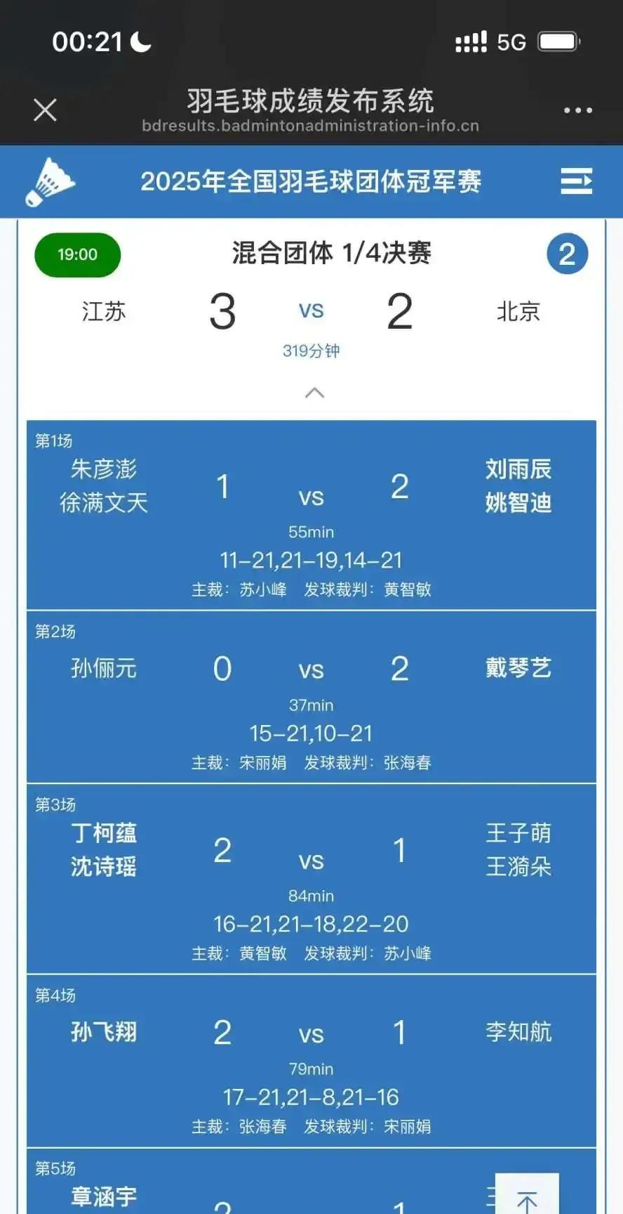 惊天大逆转，全国羽毛球团体冠军赛八强战江苏在大比分0-2落后面临被淘汰绝境时，并