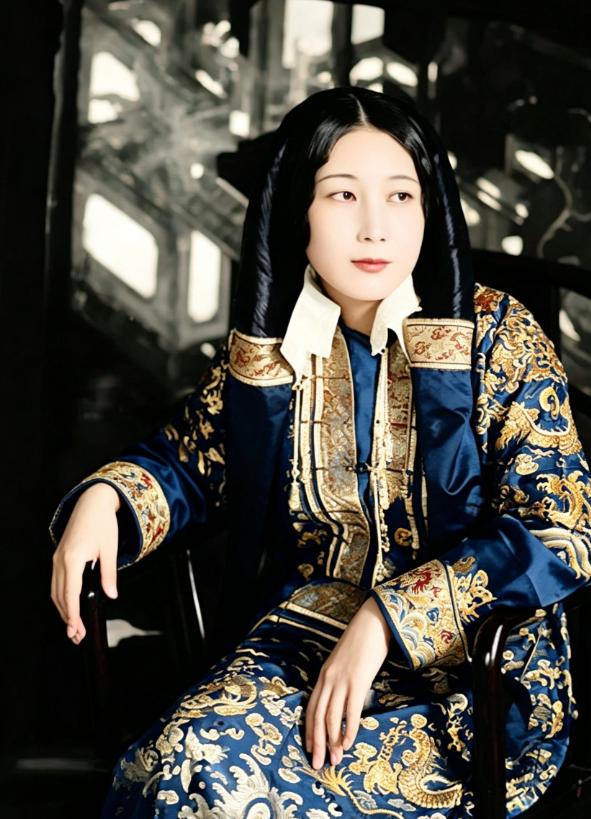 这位身穿蟒袍，皮肤白皙，脸型鹅蛋脸、体态端庄、贵气十足的女子正是土尔扈特帕勒塔亲