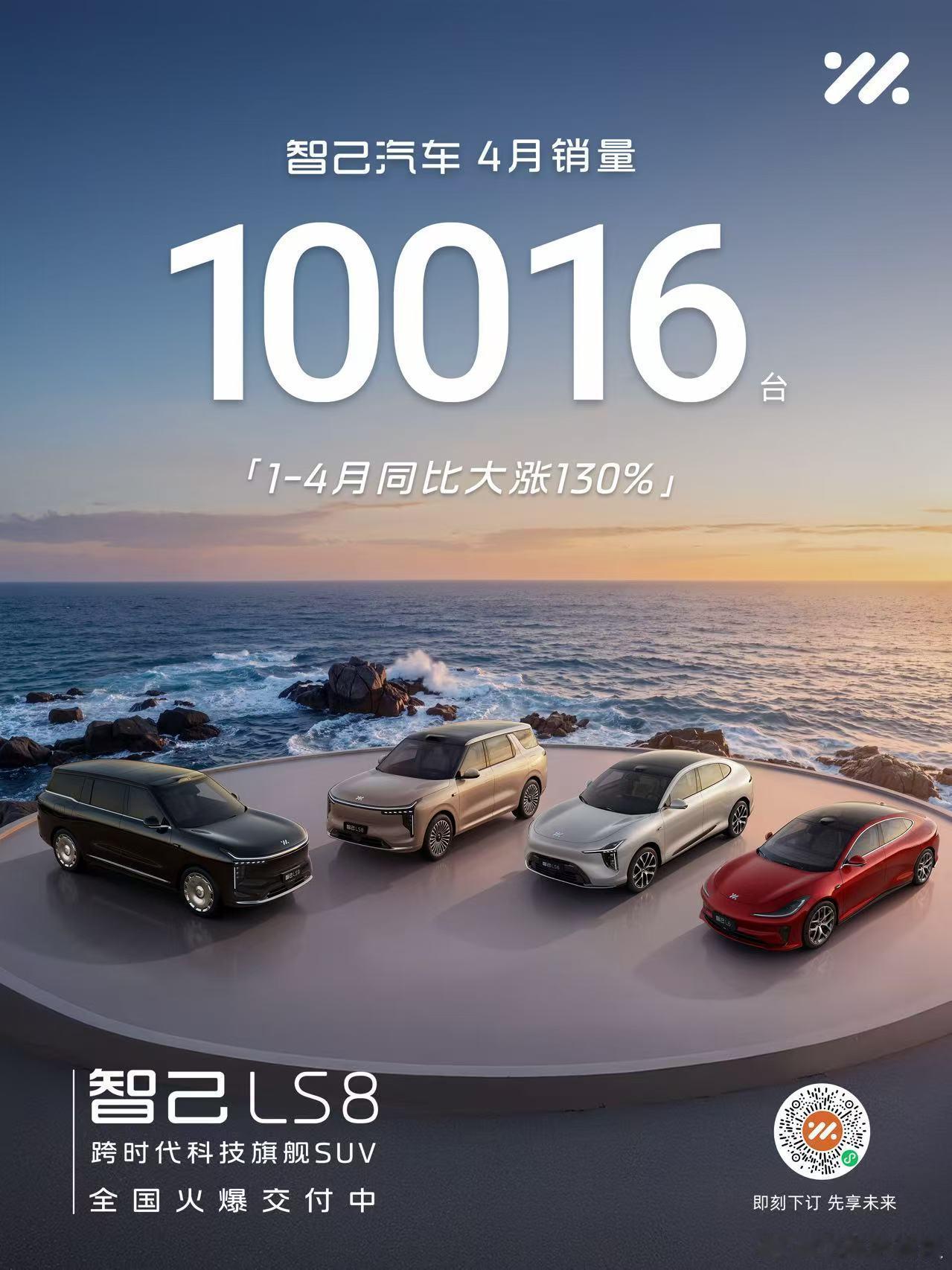【智己汽车4月销售10,016台，智己LS8上市即爆款！】4月，智己汽车销量达1