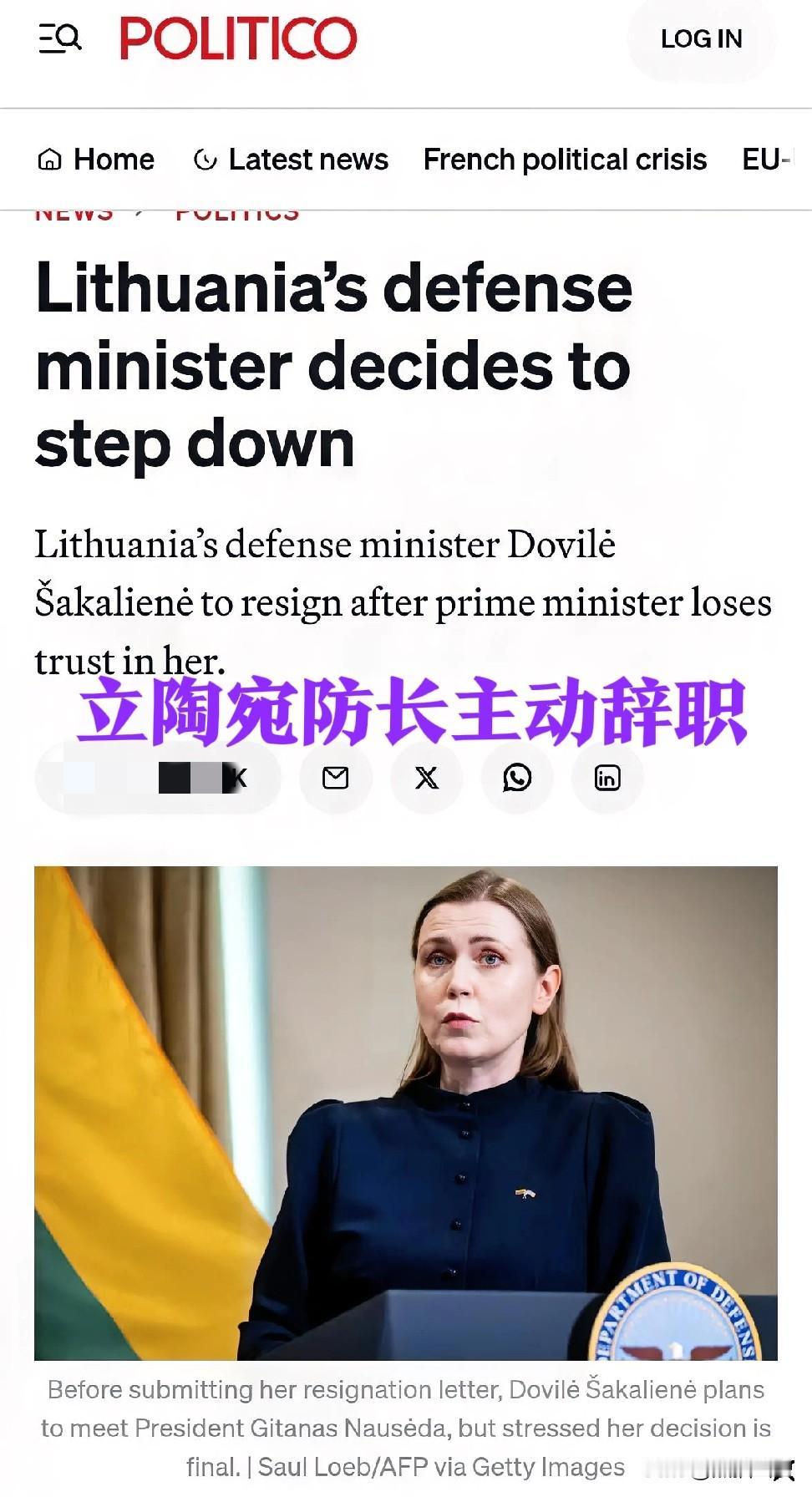 立陶宛（波罗的海三小强之一）女防长（DovilėŠakalienė）大话说完，
