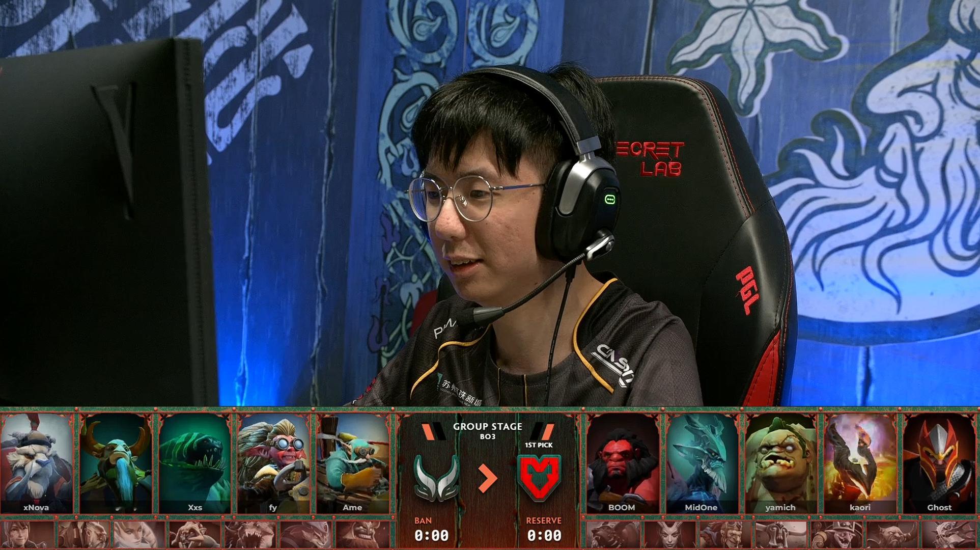 XGvsMouz第三局BP结束，因为鬼哥有手绝活德鲁伊占着ban位XG只好放