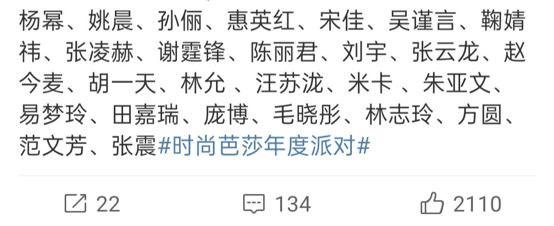 时尚芭莎年度派对确定出席名单这次好多人啊，你最期待谁​​​