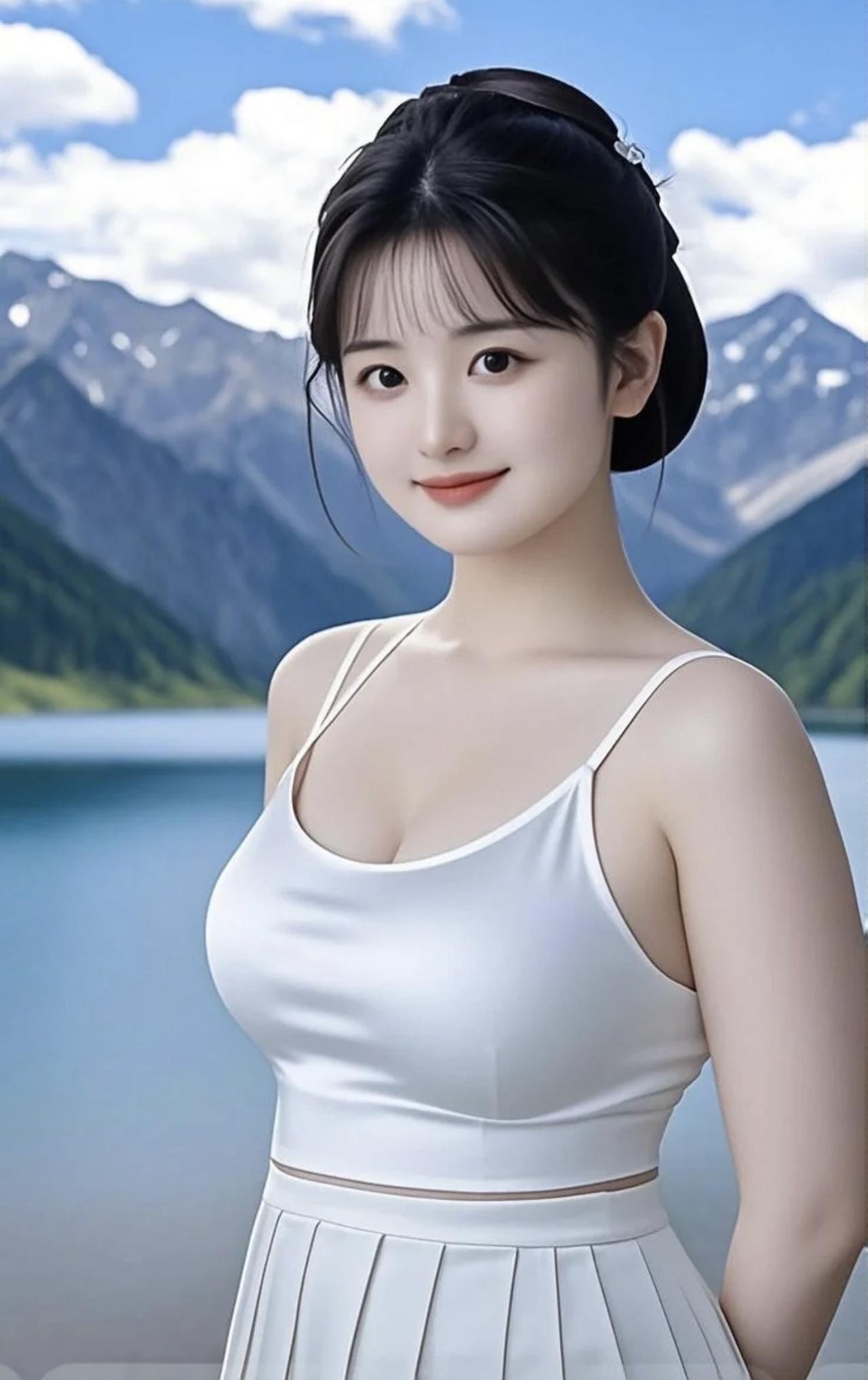天山白莲在天山天池之畔，有位女孩亭亭玉立，宛如一朵遗世的白莲。她身着素白之裳