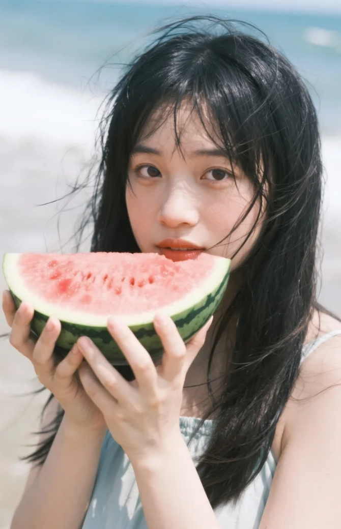 西瓜很甜，但我看你的眼神更上头😏。