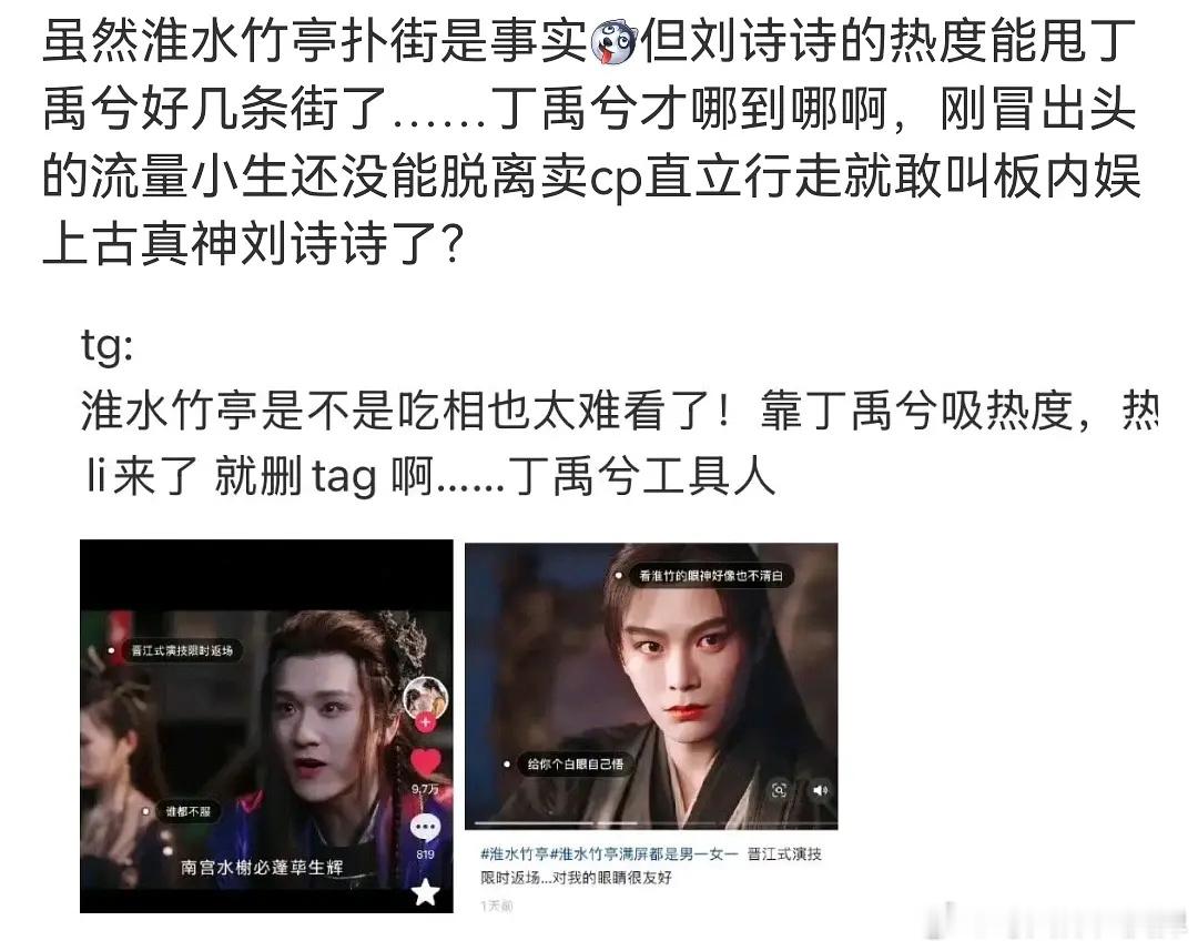 丁禹兮张正这一滴泪lss热度甩丁禹兮几条街，是个🗑️都敢碰瓷上古真神刘诗诗​