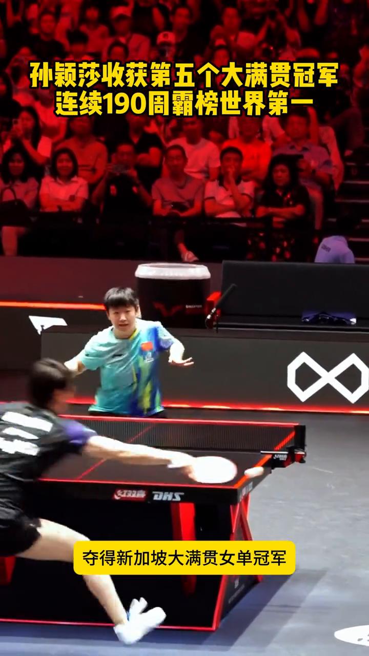 孙颖莎收获第五个大满贯冠军，连续190周霸榜世界第一。还有谁？孙颖莎4：2击败