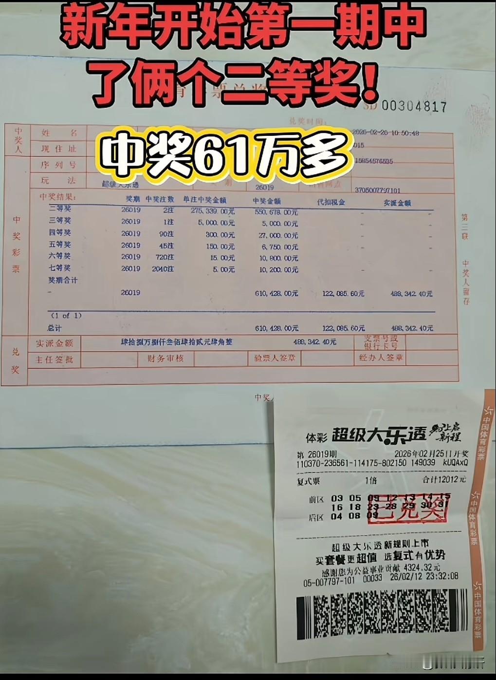 新年刚过，好运就来敲门！在超级大乐透26019期开奖中，山东一位彩友凭借一张14