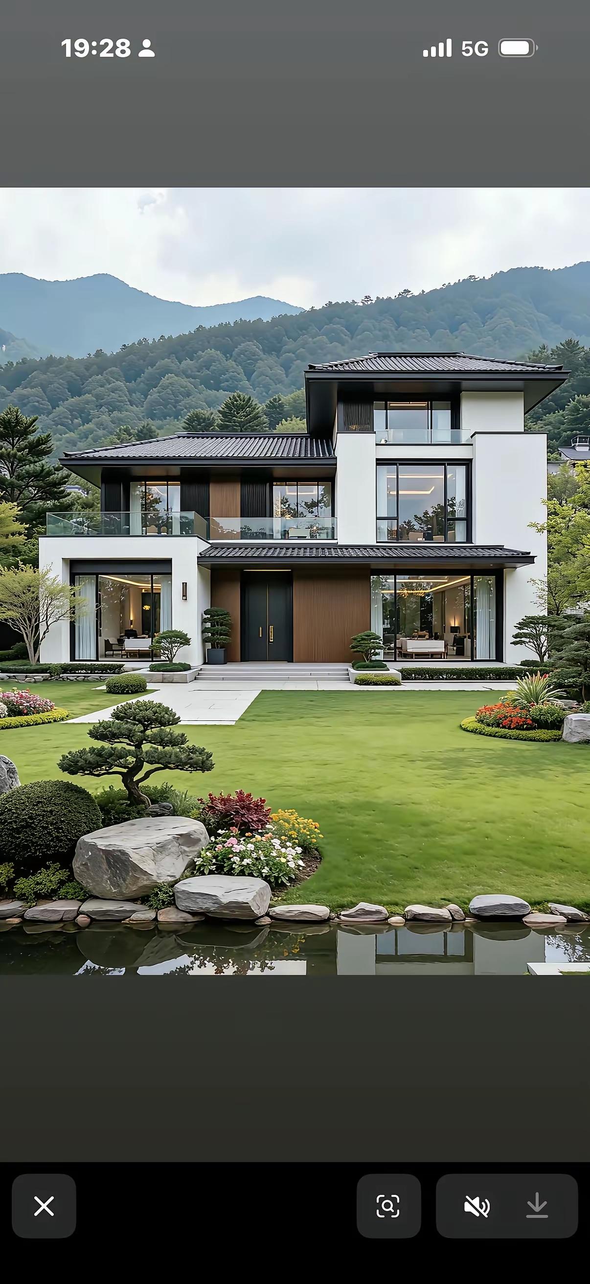 现代风格别墅，宁静山间美景，尽享自然风光。