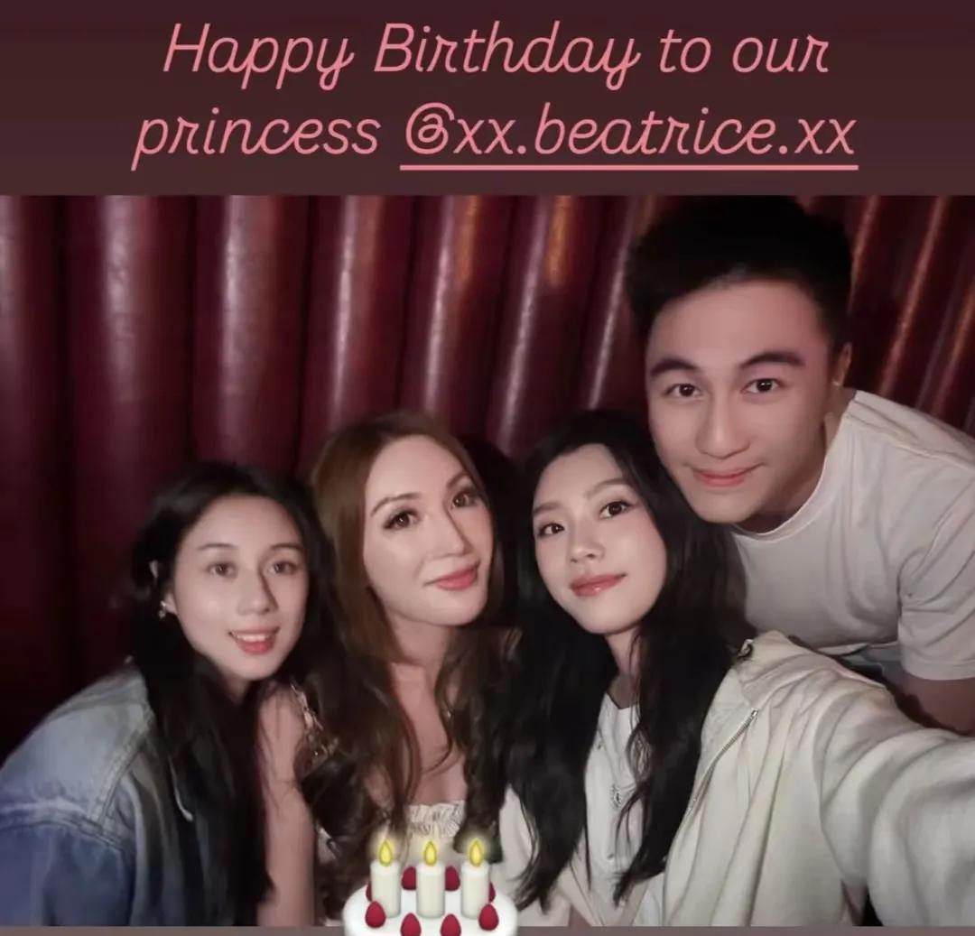 赌王四房何猷君的老婆奚梦瑶晒出了为侄女何锶珩庆祝30岁生日的照片，何锶珩是二房何