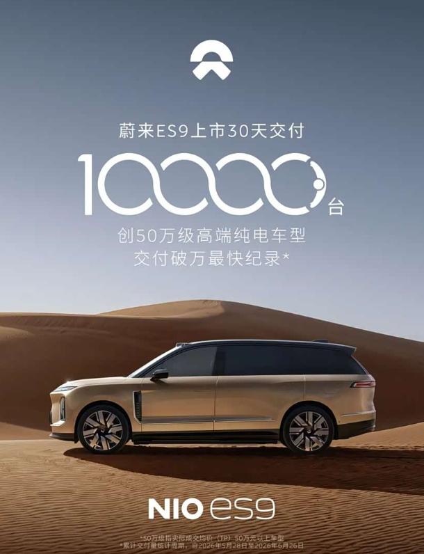 蔚来ES9一万台交付，难道也开始要画趋势图了？蔚来旗舰车型ES9完成了第一万台