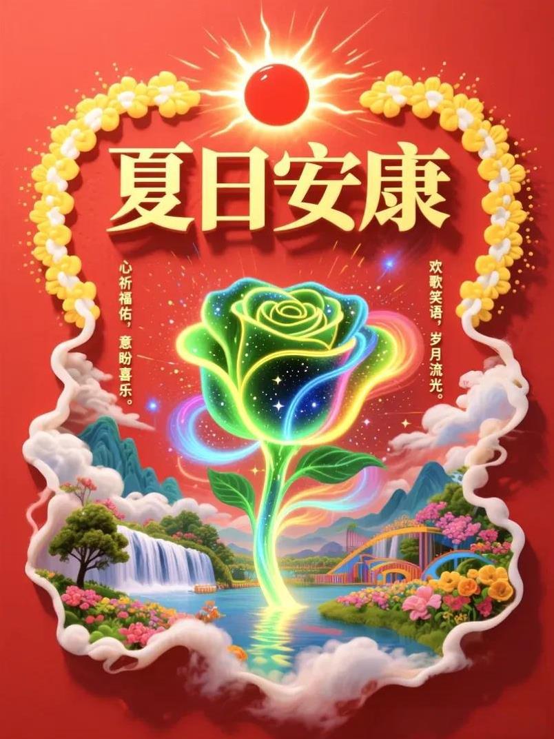 高温炎热天，心静自悠然。空调轻送爽，时光慢且安。出门防为先，衫伞备周全。喝