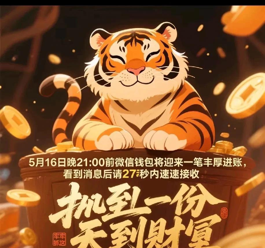 属虎的朋友们注意！特大喜讯来袭！就在5月15日晚21:00前，你的微信钱